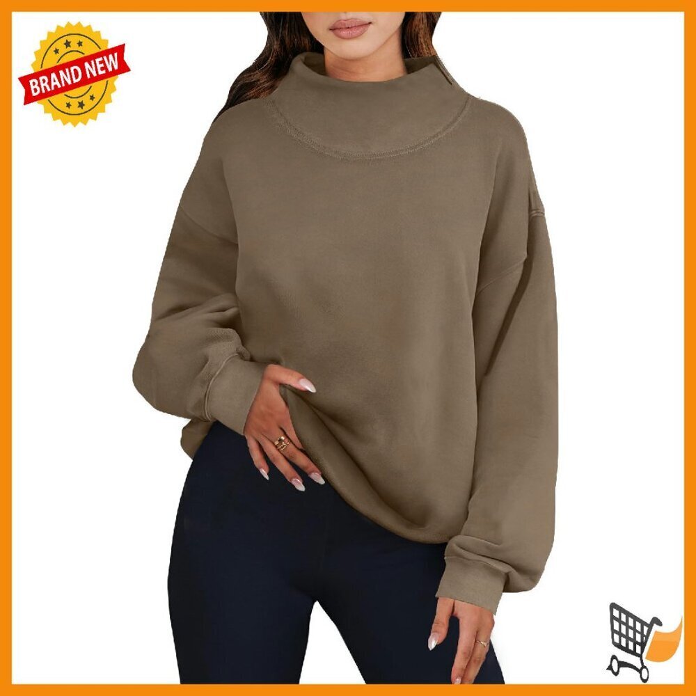 Oversized Turtleneck Hoodie Pullover Fleece Lined Long Sleeve Sweatshirt